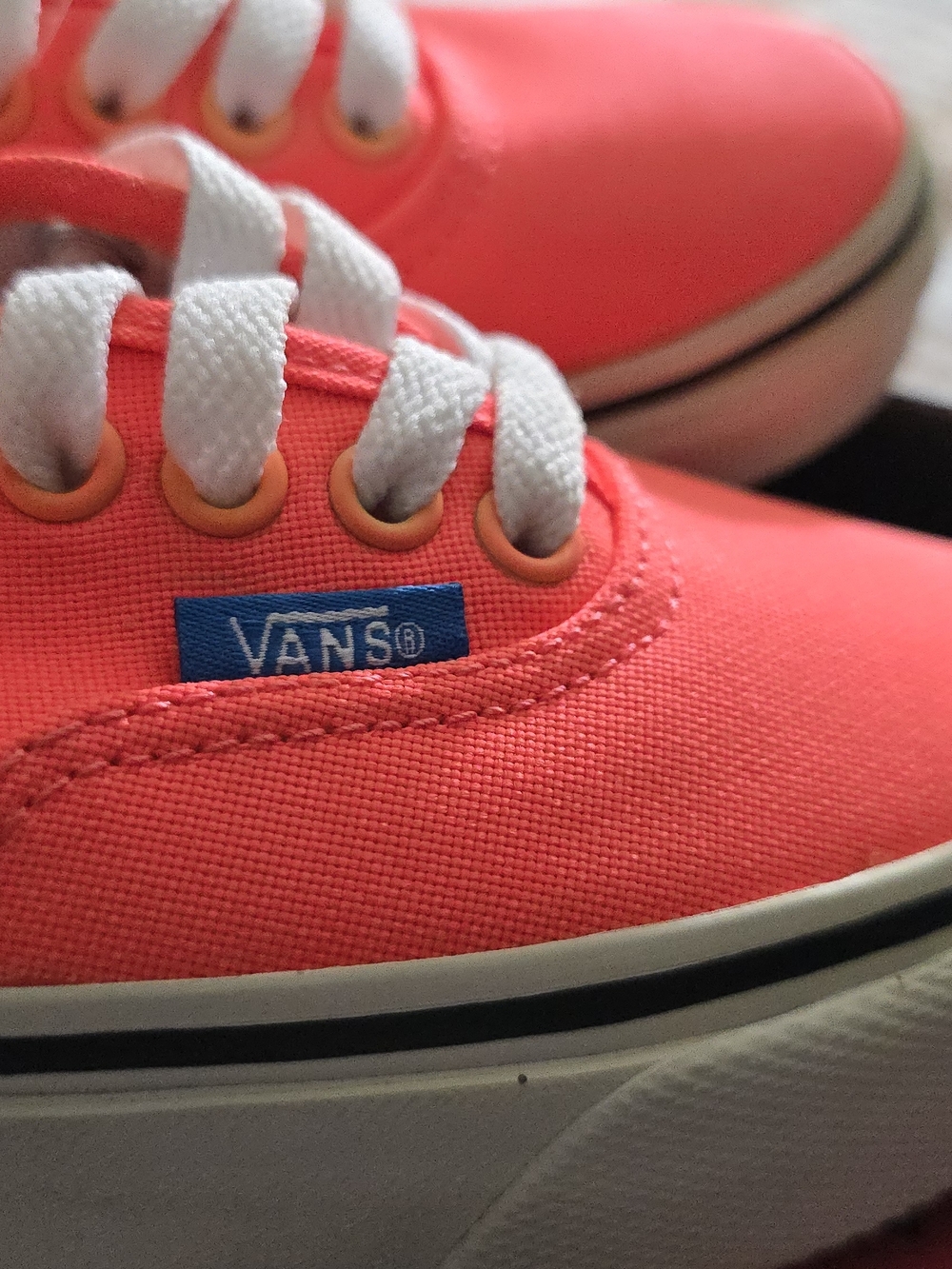 Vans Neon Coral Canvas Sneakers with White Laces